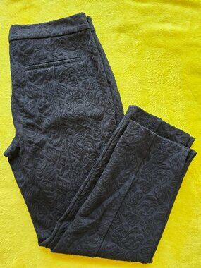 Animale Brazil Black Floral Jacquard Cropped Trousers Pants size US8